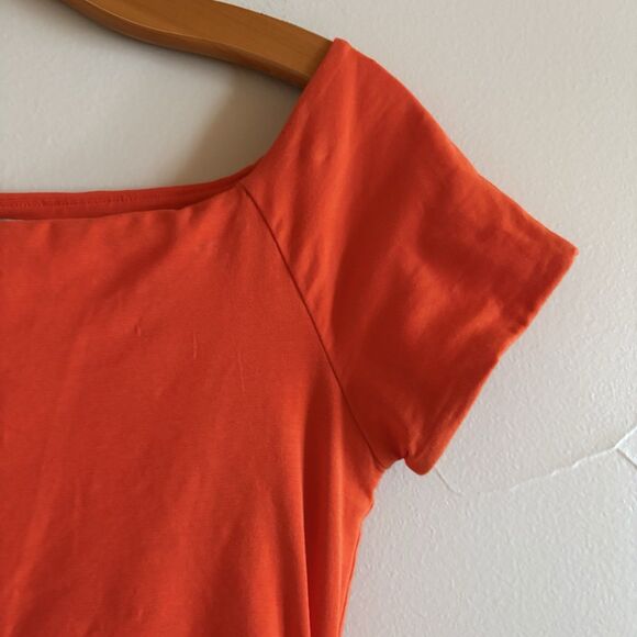 Boden Orange Ruched Cap Sleeve Off Shoulder BodyCon Mini Dress Lined SZ 4‎ Small - Picture 4 of 10
